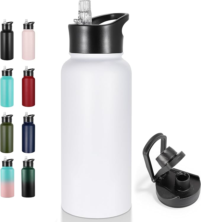 VEGOND 32 oz Insulated Water Bottle Stainless Steel Metal Water Bottles by VEGOND