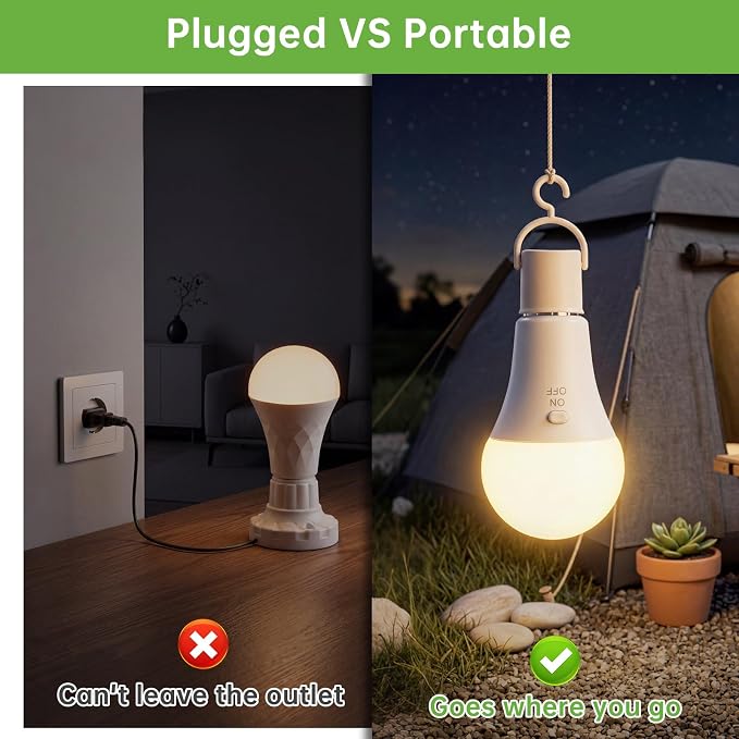 2 Pack Rechargeable Light Bulbs, Battery Operated Light Bulbs - Image 6