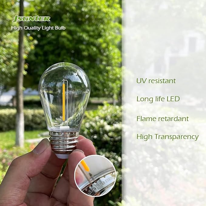 Jslinter 24-Pack LED 1W String Light Bulbs, S14 Plastic Shatterproof Edison - Image 2