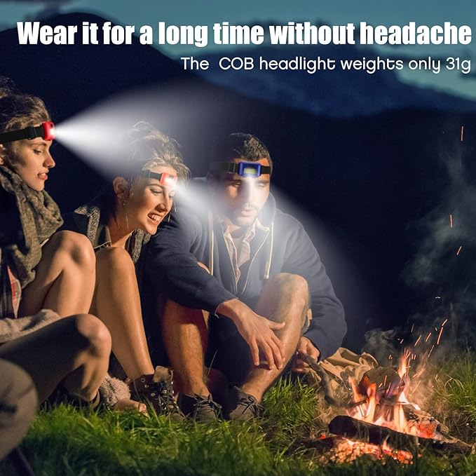 Macarrie 24 LED Headlamp Flashlight, Cob Head Light - Image 6