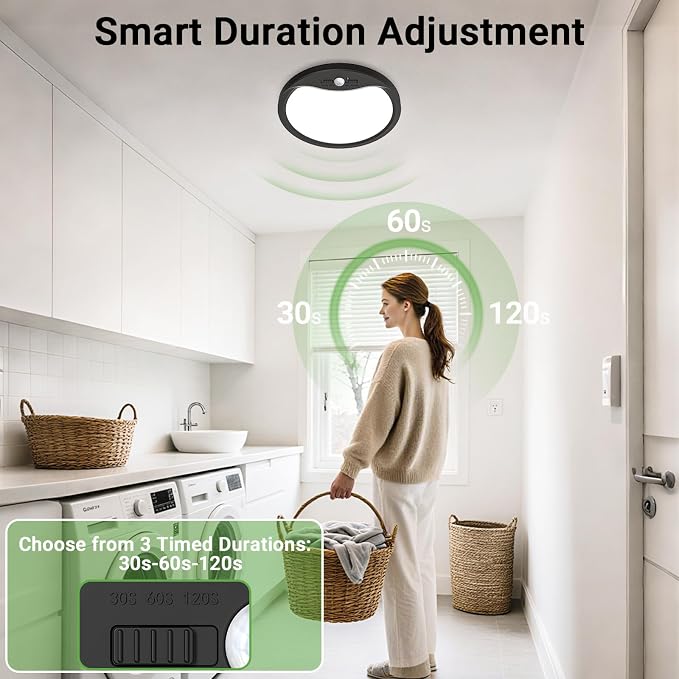 zemty 9inch Motion Sensor Ceiling Lights Wired, 18W 1800lm 3CCT/3 Mode/30-120s - Image 3
