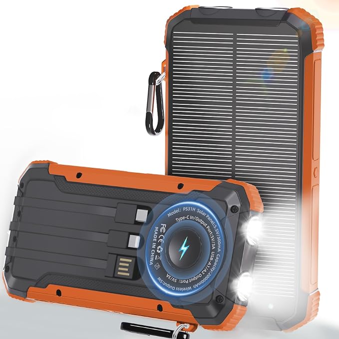 Power Bank Portable Solar Charger, Wireless Fast Charging Battery Pack by Luvknit