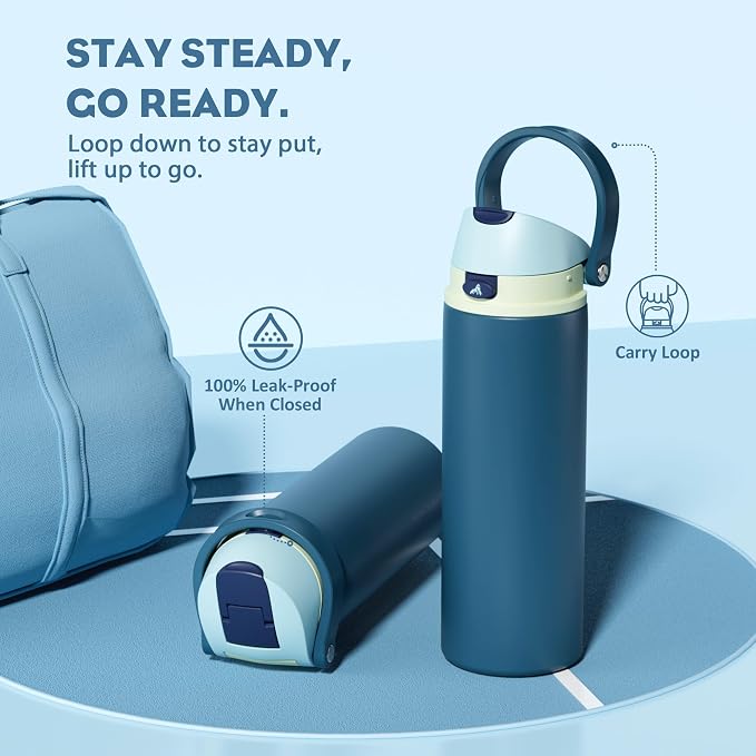 POWCAN 24 oz Insulated Stainless Water Bottle: 2-in-1 Push-Button Spout & - Image 4