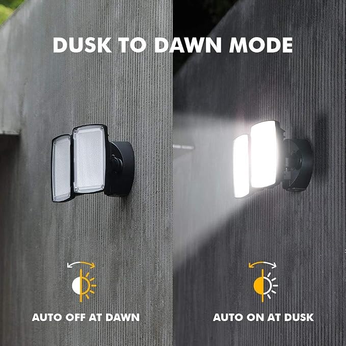 LUTEC 2 Packs LED 3500 Lumen 32W 5000K Integrated Dual-Head Floodlight Outdoor - Image 4