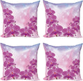 Ambesonne Floral Throw Pillow Cushion Case Pack of 4, Exotic Orchid Flowers by Ambesonne