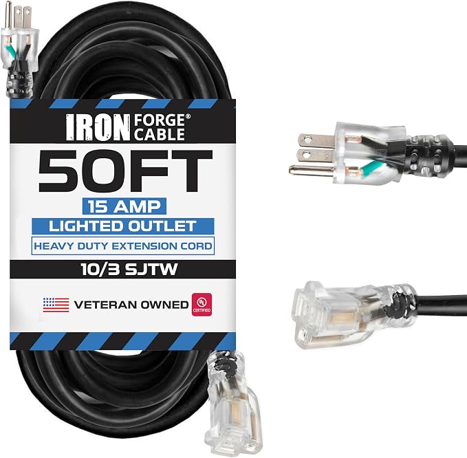 Iron Forge Cable 50 ft Lighted Outdoor Extension Cord by IronForgeCable