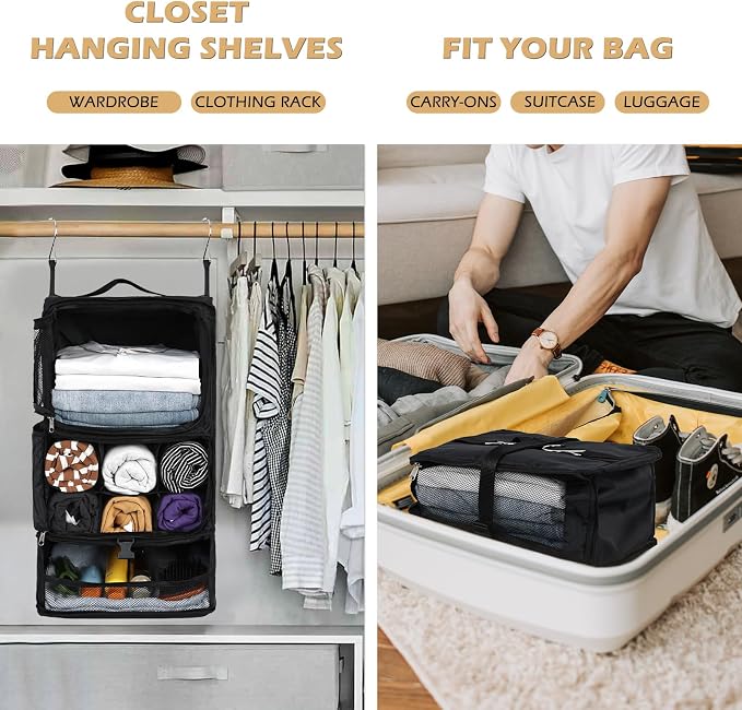 Surblue Hanging Shelves Travel Storage Bag Compression Packing Cube - Image 2