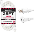Iron Forge Cable 2 Prong Outdoor Extension Cord 25 ft, 16/2 SJTW 25 Foot White by IronForgeCable