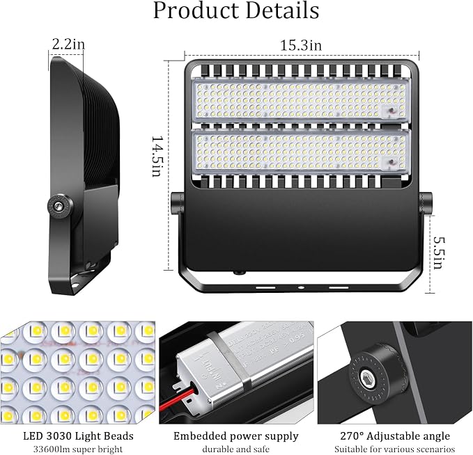 36000LM LED Stadium Flood Light Commercial 1500W Equivalent LED Arena Lighting - Image 5