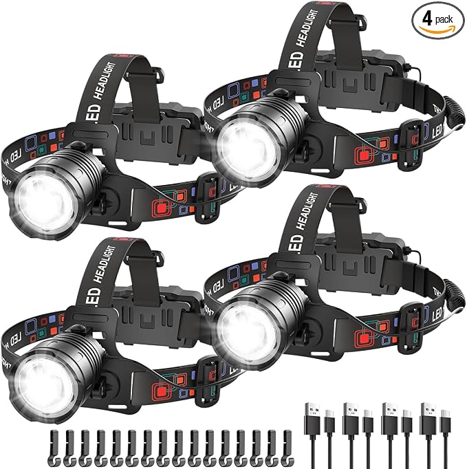 Rechargeable Headlamp High Lumen, 3000L Super Bright Head Lamp, 90° Rotatable by UUYEE