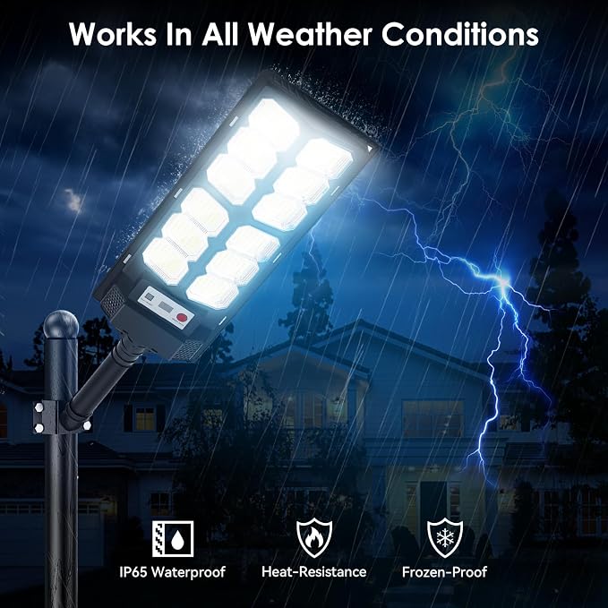 2 Pack Solar Street Lights Outdoor Waterproof 6500K 13000LM LED Solar Flood - Image 5