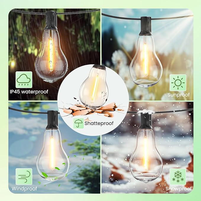 Outdoor String Lights 100FT Waterproof LED Outdoor Lights - Image 5
