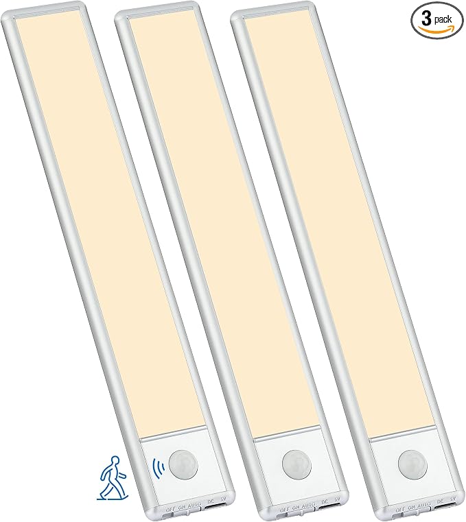 30-LED Motion Sensor Under Cabinet Lighting, 8-inch Magnetic Rechargeable Under by YLXS