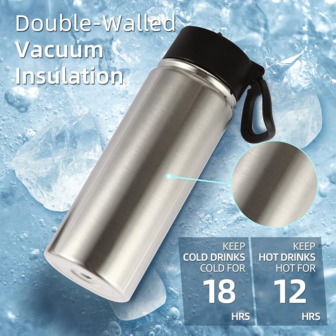 Volhoply 18oz Insulated Water Bottle Bulk 4 Pack, Kids Stainless Steel Water - Image 2