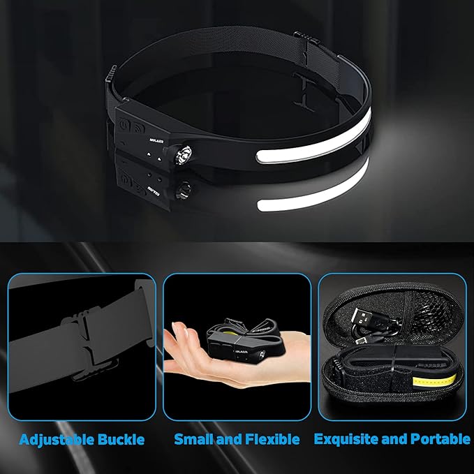 LED Headlamp Rechargeable Flashlight, Lightweight, Weatherproof, 2 Light Source - Image 6