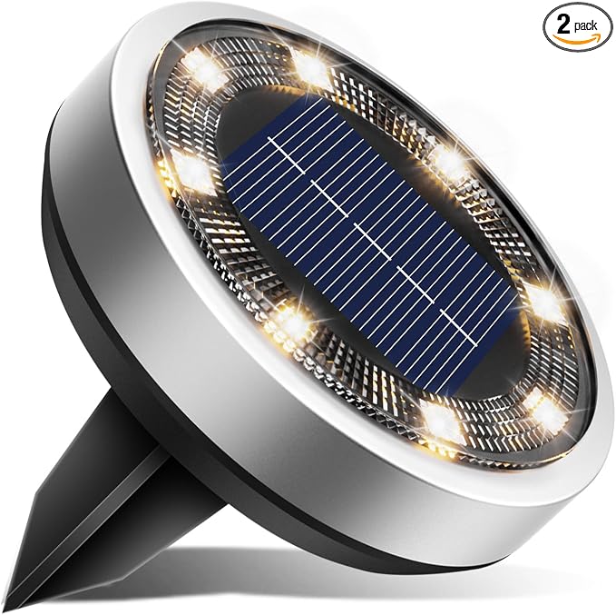 btfarm 2 Pack Solar Lights Outdoor, 8 LED Solar Ground Lights IP65 Waterproof by btfarmdecorativelighting