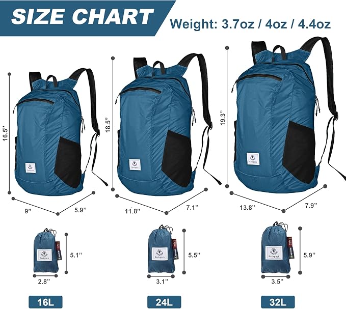 4Monster Hiking Daypack, Water Resistant Lightweight Packable Backpack - Image 2