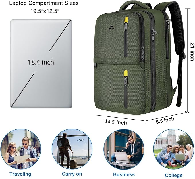 MATEIN Extra Large 45L Travel Backpack, Airline Approved Carry on Backpack - Image 5