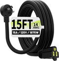 Vockjour 15 FT Black Low Profile Flat Plug 14 Gauge Heavy Duty Extension Cord by Vockjour