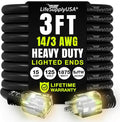 3ft Outdoor/Indoor Extension Cord 14/3 Gauge Heavy Duty 3 Prong SJTW, Waterproof by LifeSupplyUSA