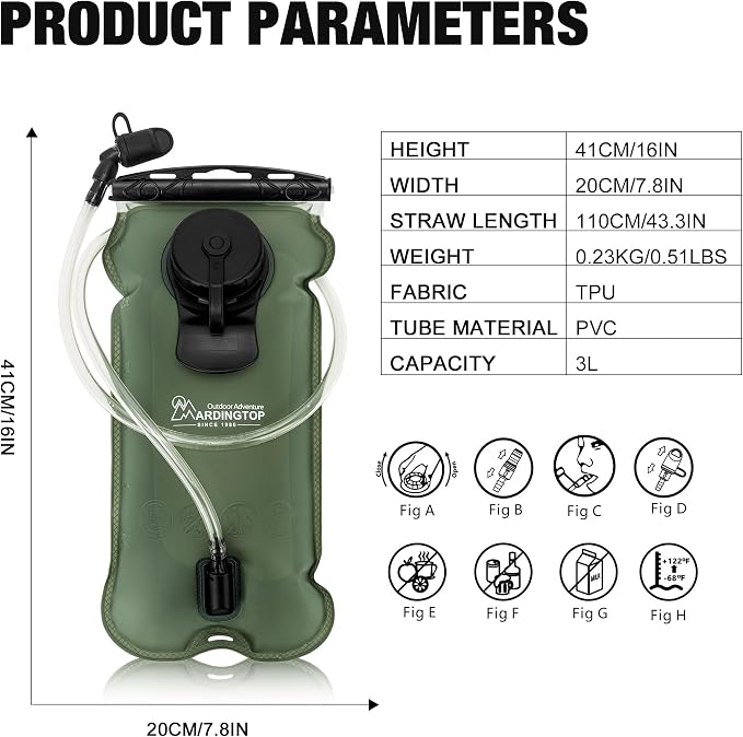 Mardingtop Hydration Bladder, 3L Leak Proof Water Reservoir Military Hydration - Image 2