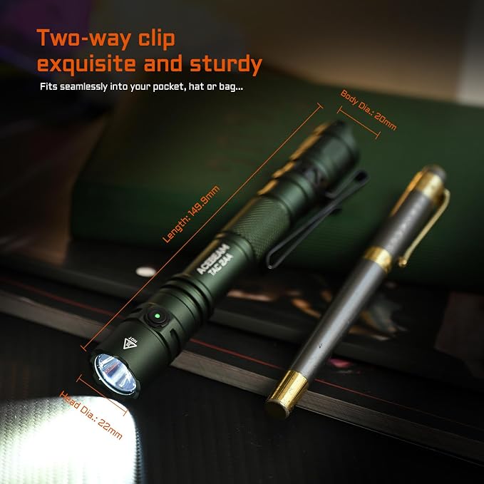 ACEBEAM TAC 2AA EDC Tactical Dual Modes Flashlight Rechargeable, 1600 High - Image 4