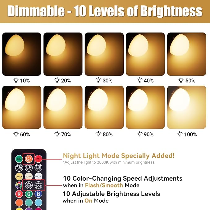 Yochoice 4-Pack Rechargeable Battery Powered Light Bulb, Dimmable A19 Light Bulb - Image 3