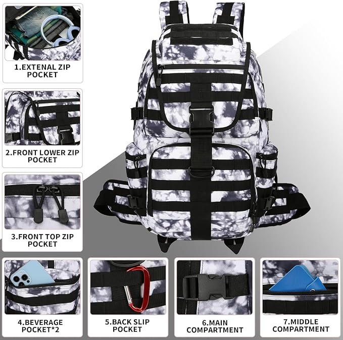 50L Military Tactical Backpack 3 Day Assault Pack Molle Daypack Hiking Backpack - Image 3