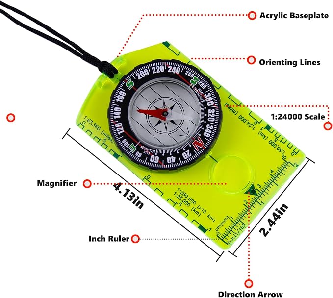 Abvsdu 2 Pieces Orienteering Compass, Superior Hiking Survival Compass - Image 3