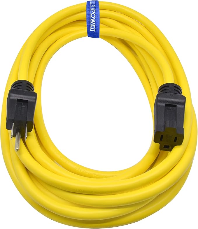 Clear Power 25 ft 12/3 SJTW Heavy Duty Outdoor Extension Cord, Water & Weather by ClearPower