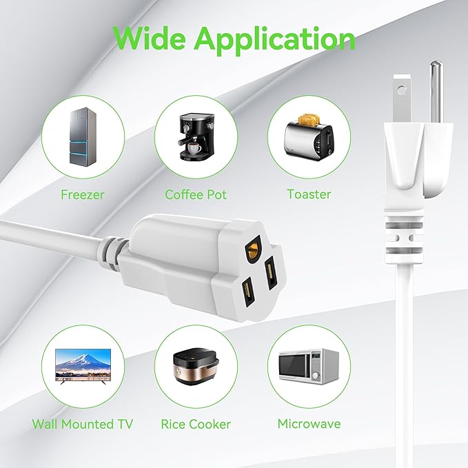 Power Extension Cord 7FT/84Inch, 3 Prong Grounded Electric Extension Cable - Image 5