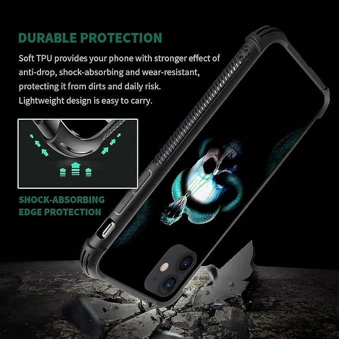 for iPhone 12/12 Pro Case, Skeleton Winding Snake Pattern Graphic Design Girl - Image 6