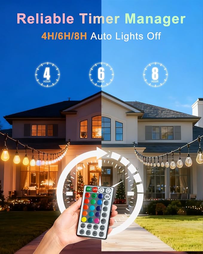Lightdot 96FT Outdoor RGB String Lights, Outside Hanging Light Waterproof - Image 4