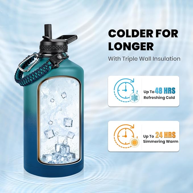 RAYMYLO One Gallon Water Bottle Insulated, Triple Walled Vacuum Stainless Steel - Image 2