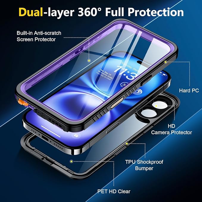 SPIDERCASE for iPhone 16 Waterproof Case, Built-in Screen Protector, 12FT - Image 5
