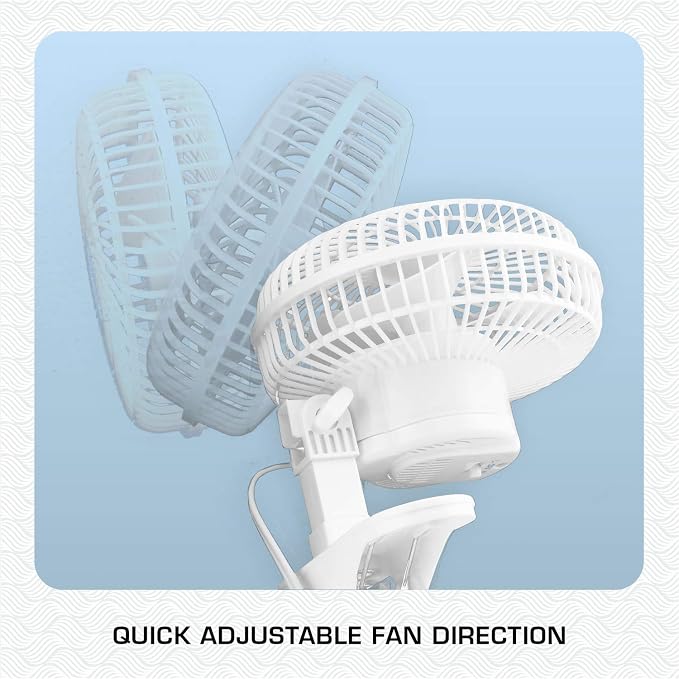 Hurricane Classic 6 Inch Clip Fan, 2 Speed Portable Desk Table Fan - Image 3