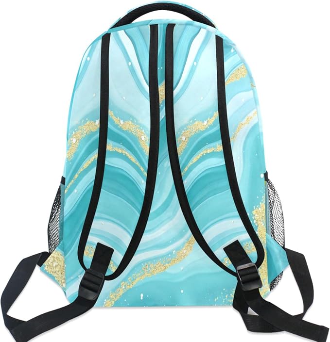 Wamika Turquoise Tie Dye Backpack Green Blue Marble School Backpacks Preschool - Image 7