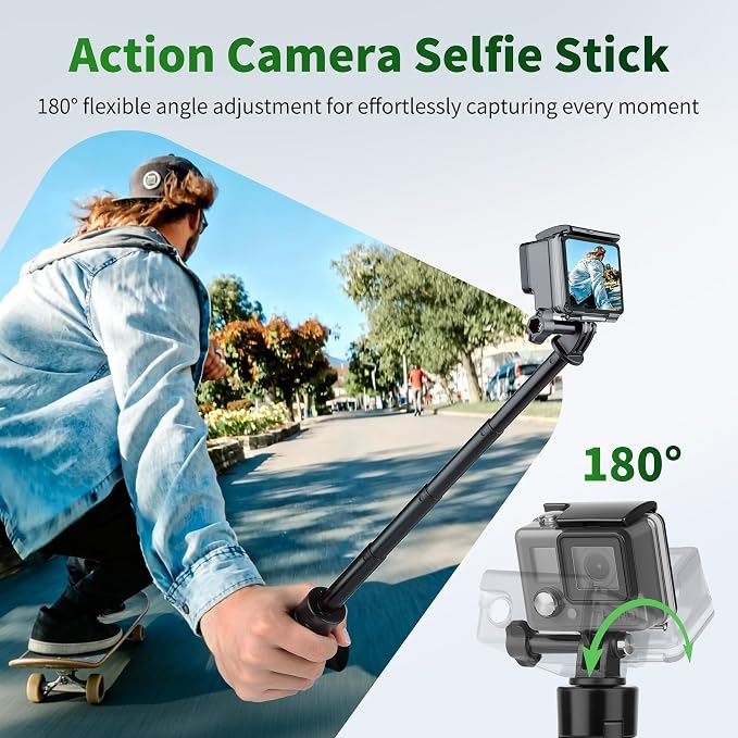 JOILCAN 25.2" Selfie Stick Tripod, Action Camera Vlog Tripod, Portable Handle - Image 4