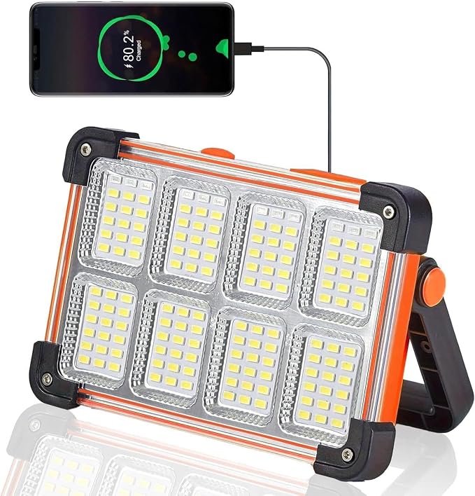 120W Solar Rechargeable Work Light, 144 LED 10000LM Portable Flood Light by YXQUA