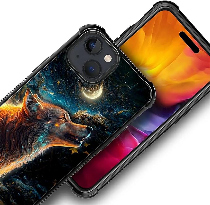 for iPhone 15 Plus Case, Star Cave Hungry Wolf Pattern Graphic Design Girl Boy - Image 2