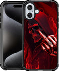 for iPhone 16 Case, Gestures Funny Skull Pattern Graphic Design Girl Boy Soft by FKBRCL4U