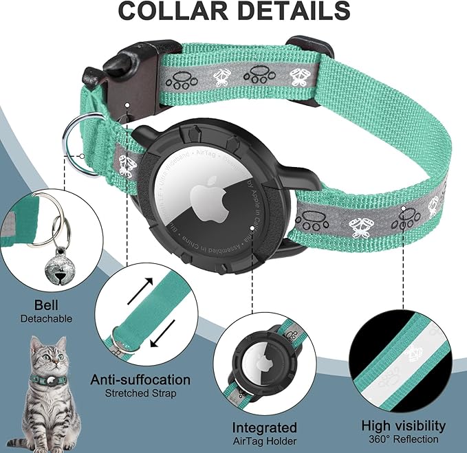Reflective AirTag Cat Collar, Integrated Cat Tracker Collar - Image 5