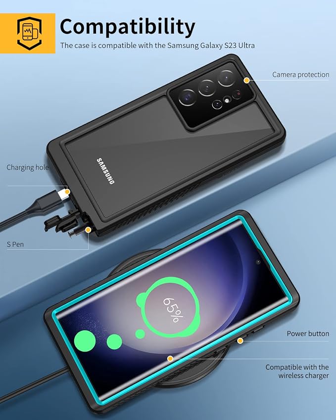 Lanhiem for Samsung Galaxy S23 Ultra Case, IP68 Waterproof Dustproof Case - Image 6