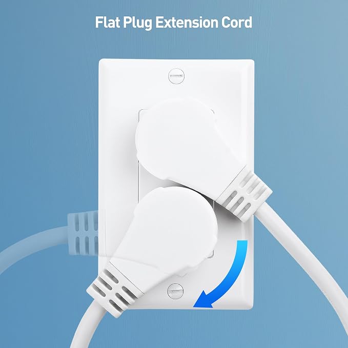 Cable Matters 2-Pack 16 AWG 360° Rotating Flat Plug Extension Cord - 3ft - Image 3