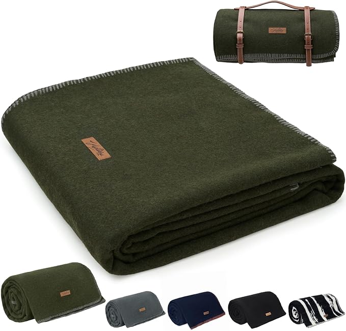 Molithe 100% Wool Blanket, Military Wool Blanket, Sporting Events, Survival Kits by EmbraceCozyWarmthandUltimateComfort