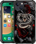 for iPhone 14 Plus Case, Entwined Rose Snake Pattern Graphic Design Girl Boy by FKBRCL4U