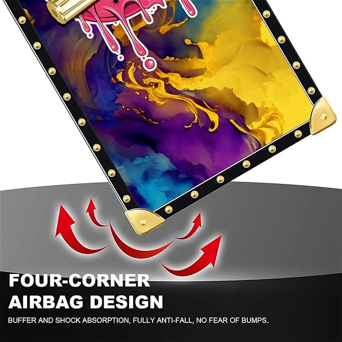 Compatible with iPhone 16 Case, Cool Corlorful Lip Marble Luxury Golden - Image 7