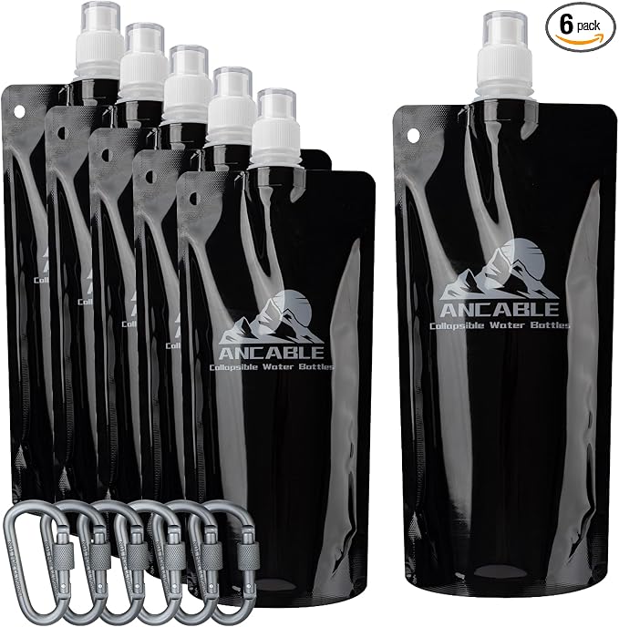 Ancable 17oz Collapsible Water Bottles, BPA-Free Water Bottle by Ancable
