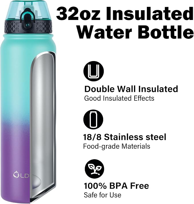 Oldley Insulated 32 oz Stainless Steel Water Bottle - Image 4