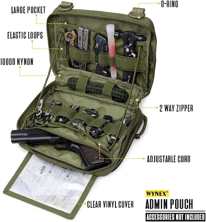 WYNEX Tactical Molle Admin Pouch of Double Layer Design, Admin Pouches Molle - Image 2